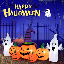 Load image into Gallery viewer, Halloween Inflatable Pumpkin with 2 Ghosts and Built-in LED Lights - Suitable for Halloween Decorations