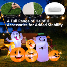 Load image into Gallery viewer, Halloween Inflatable Pumpkin with 2 Ghosts and Built-in Wizard Hat LED Lights - Suitable for Carnival Parties