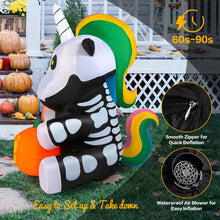 Load image into Gallery viewer, Halloween Inflatable Skeleton Unicorn with Pumpkin Lights - Suitable for Halloween Parties