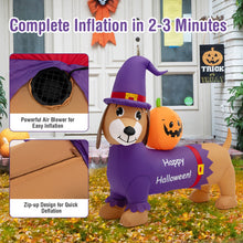 Load image into Gallery viewer, Halloween Inflatable Dachshund with Pumpkin - Suitable for Trick-or-Treat Events and Haunted Houses