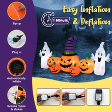 Load image into Gallery viewer, Halloween Inflatable Pumpkin with 2 Ghosts and Built-in LED Lights - Suitable for Halloween Decorations