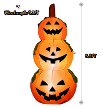 Load image into Gallery viewer, Halloween Inflatable Pumpkin 3-Piece Set with Built-in LED Lights and Waterproof Fan - Suitable for Halloween Decorations, Haunted Houses, and Parties