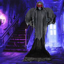 Load image into Gallery viewer, Halloween Giant Skeleton Ghost Hanging Decoration with Scary Sound Effects, LED Lights, and Red Eyes - Suitable for Halloween Decorations and Haunted Houses