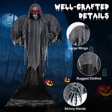 Load image into Gallery viewer, Halloween Giant Skeleton Ghost Hanging Decoration with Scary Sound Effects, LED Lights, and Red Eyes - Suitable for Halloween Decorations and Haunted Houses