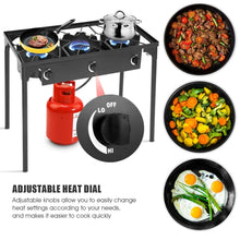 Load image into Gallery viewer, 225000-BTU Outdoor Portable Propane 3 Burner Gas Cooker