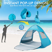 Load image into Gallery viewer, Costway Blue Pop-Up Canopy Tent with Portable Bag - Suitable for Beach, Backyard, Camping, and Travel