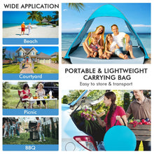 Load image into Gallery viewer, Costway Blue Pop-Up Canopy Tent with Portable Bag - Suitable for Beach, Backyard, Camping, and Travel