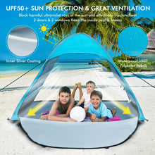 Load image into Gallery viewer, Costway Blue Pop-Up Canopy Tent with Portable Bag - Suitable for Beach, Backyard, Camping, and Travel