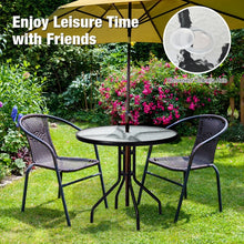 Load image into Gallery viewer, Costway Modern Round Glass Dining Table with Built-in Umbrella Hole - Suitable for Patio, Backyard, and Pool