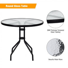 Load image into Gallery viewer, Costway Modern Round Glass Dining Table with Built-in Umbrella Hole - Suitable for Patio, Backyard, and Pool