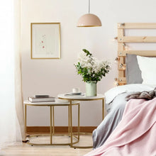 Charger l'image dans la galerie, Costway Modern Round Dining Room Table with Marble Top Set of 2 - Suitable for Living Room and Cafe