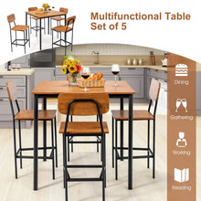 Charger l'image dans la galerie, Industrial Style Dining Room Tables and Chairs 5-Piece Set with Bar Stools - Suitable for Restaurant and Cafe