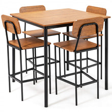 Charger l'image dans la galerie, Industrial Style Dining Room Tables and Chairs 5-Piece Set with Bar Stools - Suitable for Restaurant and Cafe