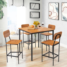 Charger l'image dans la galerie, Industrial Style Dining Room Tables and Chairs 5-Piece Set with Bar Stools - Suitable for Restaurant and Cafe