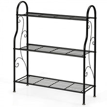 Charger l'image dans la galerie, 3-Tier Black Metal Plant Stand Shelving Unit Storage Rack