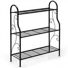 Charger l'image dans la galerie, 3-Tier Black Metal Plant Stand Shelving Unit Storage Rack