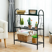 Charger l'image dans la galerie, 3-Tier Black Metal Plant Stand Shelving Unit Storage Rack