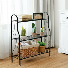 Charger l'image dans la galerie, 3-Tier Black Metal Plant Stand Shelving Unit Storage Rack