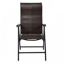Load image into Gallery viewer, Outdoor Rattan 2-Piece Folding Brown Lounge Chair Set with Reclining Chairs for Patio and Garden, 5-Position Adjustable Tilt