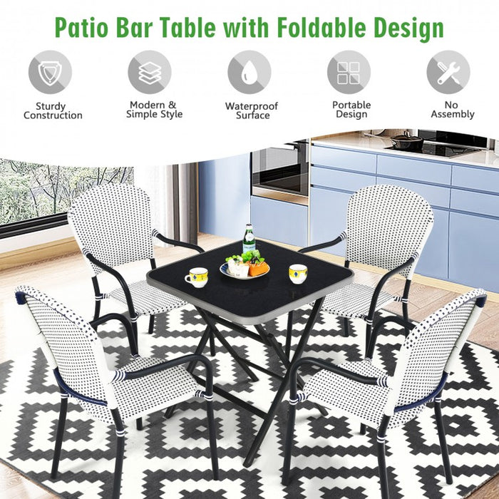 Outdoor Modern Portable Folding Small Dining Table with Tempered Glass Top - Suitable for Patio, Backyard, and Poolside