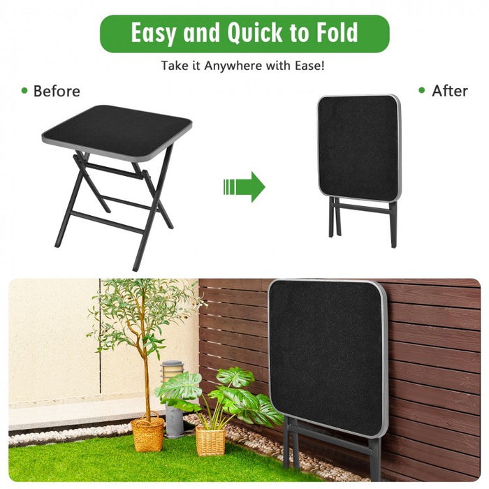 Outdoor Modern Portable Folding Small Dining Table with Tempered Glass Top - Suitable for Patio, Backyard, and Poolside