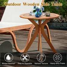 Load image into Gallery viewer, Costway Outdoor Round Wooden Dining Table and Coffee Side Table - Suitable for Patio, Garden, and Cafe