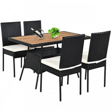 Load image into Gallery viewer, Outdoor 5-Piece Dining Room Set - Includes 1 Table and 4 Wicker Chairs with Cushions - Suitable for Poolside and Backyard