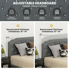Load image into Gallery viewer, Grey Minimalist Diamond Button Upholstered Headboard Bed Frame