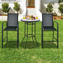 Charger l'image dans la galerie, 3-Piece Glass Round Patio Table and Bar Stools Set for Outdoor Use