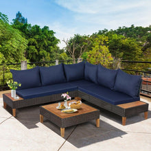 Charger l'image dans la galerie, Costway Modern Sectional Couch 4-Piece Set with Coffee Table - Suitable for Backyard, Patio, and Poolside