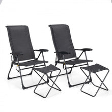 Load image into Gallery viewer, Outdoor Folding Camping Chair Set - 4-Piece Set with 2 Folding Chairs and 2 Ottomans - Suitable for Picnics, Fishing, and Hiking