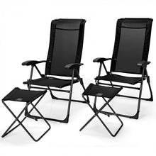 Load image into Gallery viewer, Outdoor Folding Camping Chair Set - 4-Piece Set with 2 Folding Chairs and 2 Ottomans - Suitable for Picnics, Fishing, and Hiking