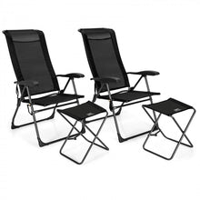 Load image into Gallery viewer, Outdoor Folding Camping Chair Set - 4-Piece Set with 2 Folding Chairs and 2 Ottomans - Suitable for Picnics, Fishing, and Hiking