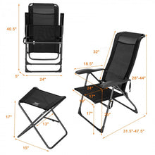 Load image into Gallery viewer, Outdoor Folding Camping Chair Set - 4-Piece Set with 2 Folding Chairs and 2 Ottomans - Suitable for Picnics, Fishing, and Hiking