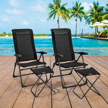 Load image into Gallery viewer, Outdoor Folding Camping Chair Set - 4-Piece Set with 2 Folding Chairs and 2 Ottomans - Suitable for Picnics, Fishing, and Hiking