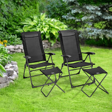 Load image into Gallery viewer, Outdoor Folding Camping Chair Set - 4-Piece Set with 2 Folding Chairs and 2 Ottomans - Suitable for Picnics, Fishing, and Hiking
