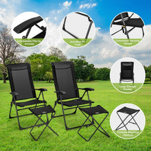 Load image into Gallery viewer, Outdoor Folding Camping Chair Set - 4-Piece Set with 2 Folding Chairs and 2 Ottomans - Suitable for Picnics, Fishing, and Hiking