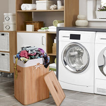 Load image into Gallery viewer, Costway 19-Gallon Rectangular Bamboo Laundry Basket