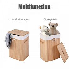 Load image into Gallery viewer, Costway 19-Gallon Rectangular Bamboo Laundry Basket