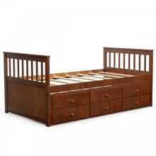 Load image into Gallery viewer, Country-Style Minimalist Bed with Drawers, Casters, and Pull-Out Design