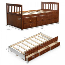 Load image into Gallery viewer, Country-Style Minimalist Bed with Drawers, Casters, and Pull-Out Design