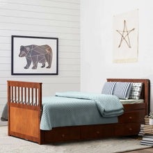 Load image into Gallery viewer, Country-Style Minimalist Bed with Drawers, Casters, and Pull-Out Design