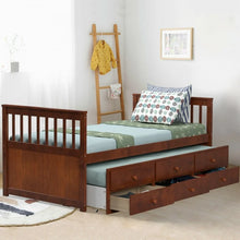 Load image into Gallery viewer, Country-Style Minimalist Bed with Drawers, Casters, and Pull-Out Design