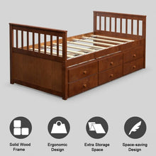 Load image into Gallery viewer, Country-Style Minimalist Bed with Drawers, Casters, and Pull-Out Design