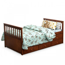 Load image into Gallery viewer, Country-Style Minimalist Bed with Drawers, Casters, and Pull-Out Design