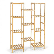Charger l'image dans la galerie, 11-Tier Bamboo Plant Stand - Natural Color Freestanding Storage Rack for Living Room, Bedroom, and Garden