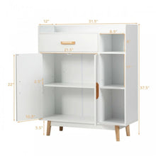 Load image into Gallery viewer, White Modern Minimalist Open Shelving Storage Cabinet with Doors