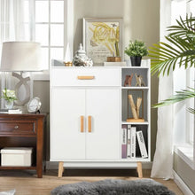 Load image into Gallery viewer, White Modern Minimalist Open Shelving Storage Cabinet with Doors