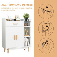 Load image into Gallery viewer, White Modern Minimalist Open Shelving Storage Cabinet with Doors