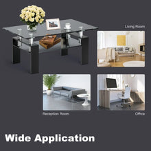Charger l'image dans la galerie, Modern Rectangular Glass Coffee Table with 2-Tier Storage - Suitable for Living Room